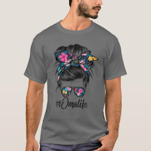 Camiseta Mujeres Oma Life Messy Hair Bun Floral Mujeres Mad