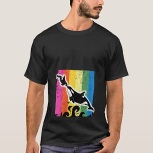 Camiseta Mujeres Orca Familia Vintage Retro Art Killer Ball