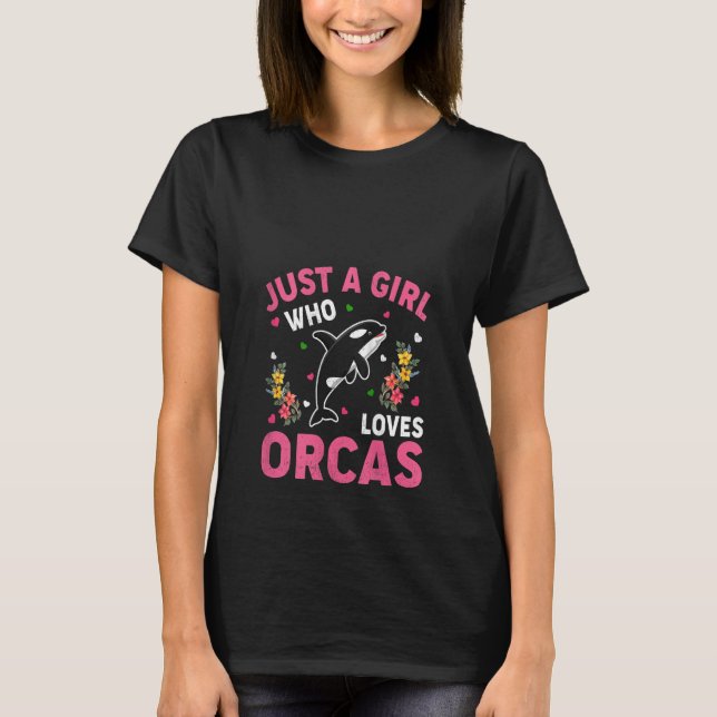 Camiseta Mujeres Orcas Pescado Sólo Un Chica Que Ama El Tan (Anverso)