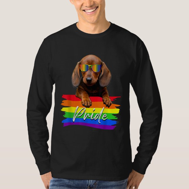 Camiseta Mujeres Orgullo Dachshund Perro Lgbt Gay Les Suppo (Anverso)