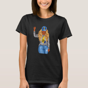 Camiseta Mujeres Orgullosas Bandera de Barbados Mapa Barbad