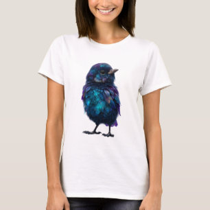 Camiseta Mujeres Pájaro Cantora Plumaje Galaxia Celestial E