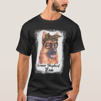 Camiseta Mujeres Pastora Madre Alemana Leopard Perro con sa
