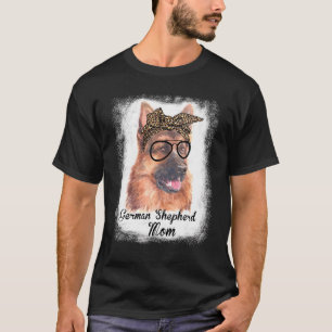 Camiseta Mujeres Pastora Madre Alemana Leopard Perro con sa