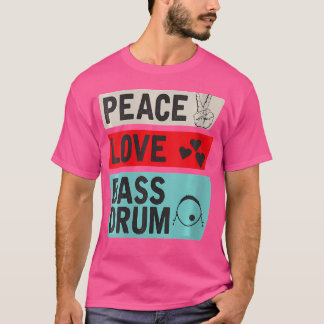 Camiseta Mujeres Paz Amor Bass Bass Instrumento de Música B