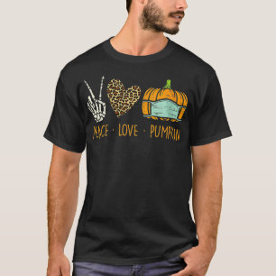 Camiseta Mujeres Paz Amor Calabaza Mascara Halloween Quar