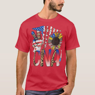 Camiseta Mujeres Paz Amor CNA 4 De Julio Leopardo Sunflower