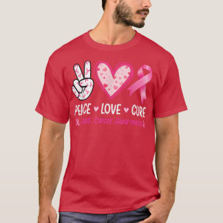 Camiseta Mujeres Paz Amor Cura Cura Cáncer de Mama Fig Conc