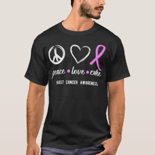 Camiseta Mujeres Paz Amor Cura Cura Cáncer de Mama Sensibil