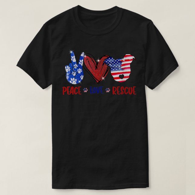 Camiseta Mujeres Paz Amor Rescate Perros Pitbull America VN (Diseño del anverso)