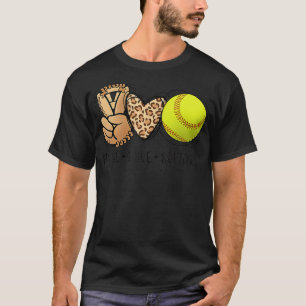 Camiseta Mujeres Paz Amor Softball Madres Leopard Print Mot
