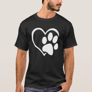 Camiseta Mujeres Perro Paw Imprimir Corazón Gráfica De Amor