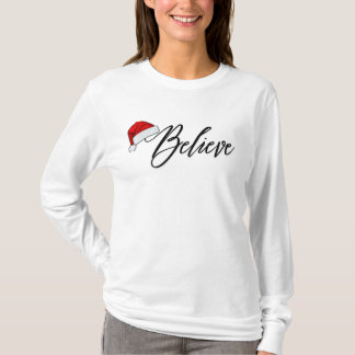 Camiseta Mujeres personalizados creen que Feliz Navidad