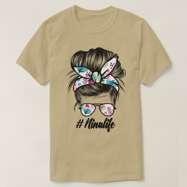 Camiseta Mujeres Ph Cute Floral Messy Bun Nina Life M (Diseño del anverso)