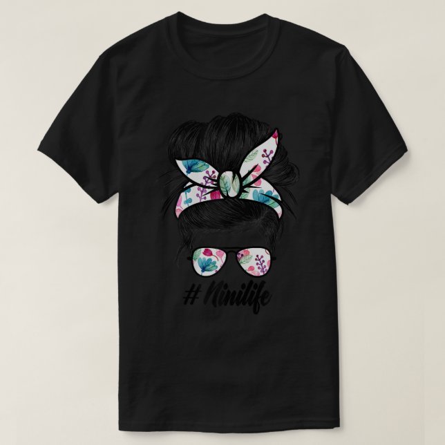 Camiseta Mujeres Ph Cute Floral Messy Bun Nini Life M (Diseño del anverso)