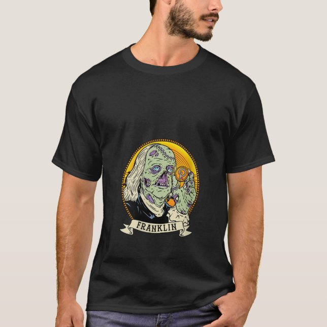 Camiseta Mujeres Polkadot Dólar Zombie Ben Franklin Hodl DO (Anverso)