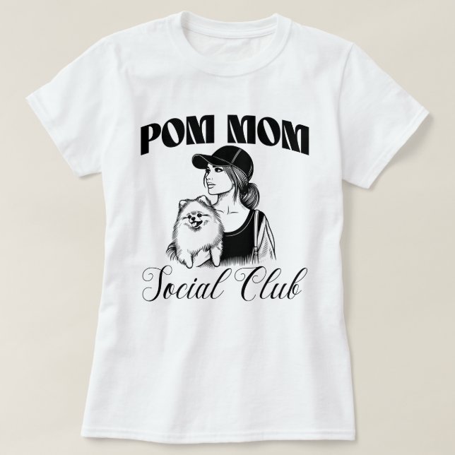 Camiseta Mujeres Pomerania Perro Mamá Club Social (Diseño del anverso)