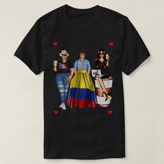Camiseta Mujeres puertorriqueñas nacidas en Colombia Sangre (Diseño del anverso)