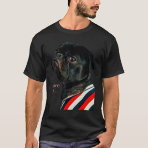 Camiseta Mujeres Pug Negro Hombres Pug Mamá Papá Vida Amor