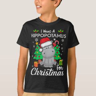 Camiseta Mujeres Que Quiero Un Hippopótamo Para Navidades H