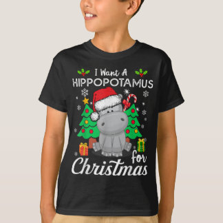 Camiseta Mujeres Que Quiero Un Hippopótamo Para Navidades H