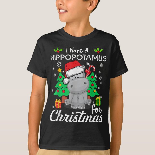 Camiseta Mujeres Que Quiero Un Hippopótamo Para Navidades H (Anverso)