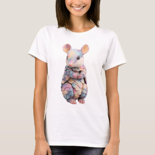 Camiseta Mujeres Ratón Escamas Armadillo Arcoíris Pastel