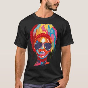 Camiseta Mujeres Reina negra afro melanina goteando arte ne