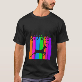 Camiseta Mujeres Reno Animal Arcoiris Burbuja con Silueta