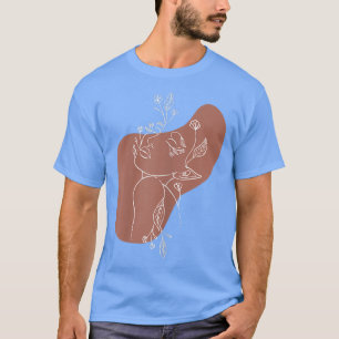 Camiseta Mujeres Resumen Línea Arte Mujer Hada Face Floral 