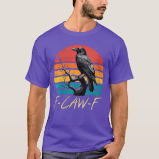 Camiseta Mujeres Retro awF Negro Pájaro Cuervo Divertido Cu