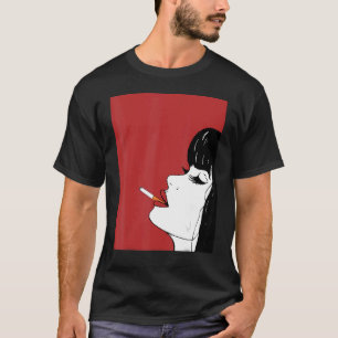Camiseta Mujeres Retro Face Lady Chica Black Hair White Gua
