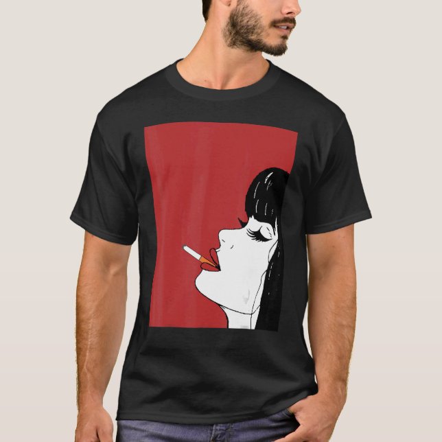 Camiseta Mujeres Retro Face Lady Chica Black Hair White Gua (Anverso)