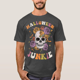 Camiseta Mujeres Retro Groovy Spooky Hippy Halloween Floral