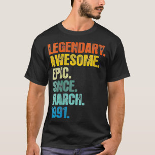 Camiseta Mujeres Retro Legendarias Desde Marzo De 1991 A 30
