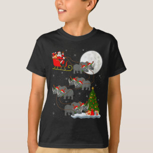 Camiseta Mujeres Rinoceronte Santa Trineo Volando Divertido