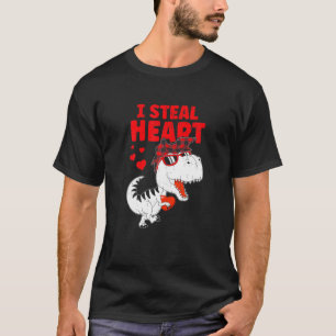 Camiseta Mujeres Robo Corazones Cute Dinosaurio T Rex Búfal