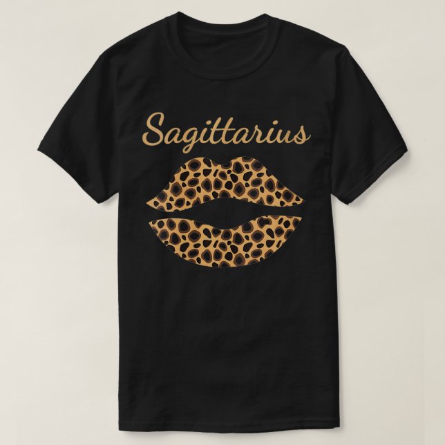 Camiseta Mujeres Sagittarius Leopard Lips Reina Zodiac Naci (Diseño del anverso)