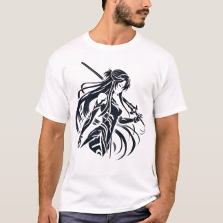 Camiseta Mujeres Samurái Anime 1x0001 Imagen Blanca Negra