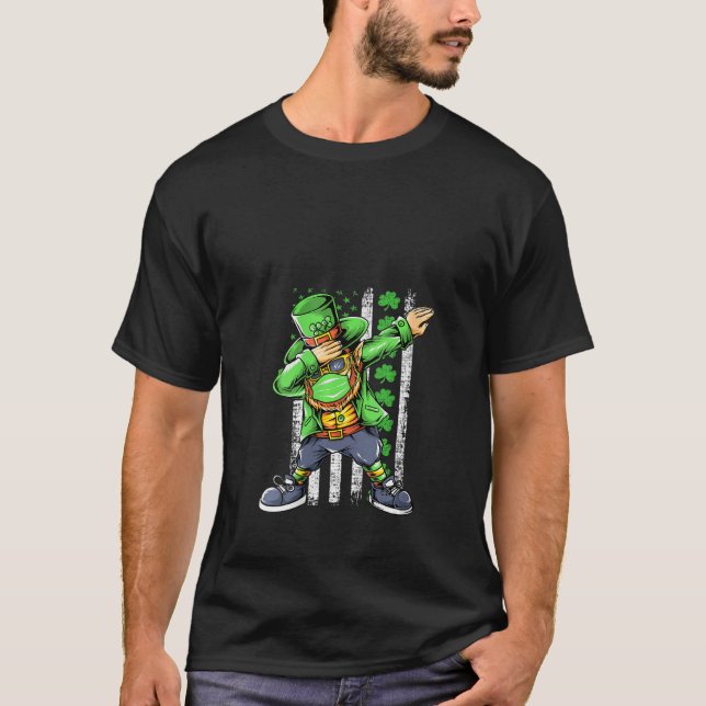 Camiseta Mujeres San Patrón Día Dabbing Leprechaun Mask Ame (Anverso)