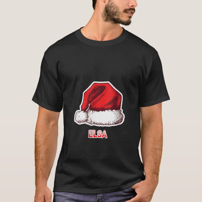 Camiseta Mujeres Santa Claus Gorra Elsa Navidades Nombre V  (Anverso)