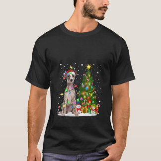 Camiseta Mujeres Santa Whippet Perro Navidad Árbol Iluminac