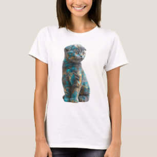 Camiseta Mujeres Scottish Fold pintadas de azul verdoso y d