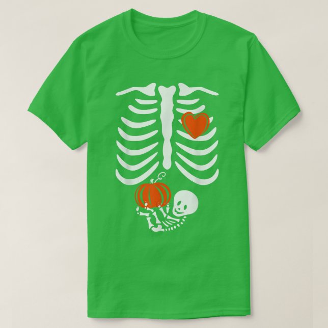 Camiseta Mujeres Skeleton Bebé Embarazada Rib Jaula Hallowe (Diseño del anverso)