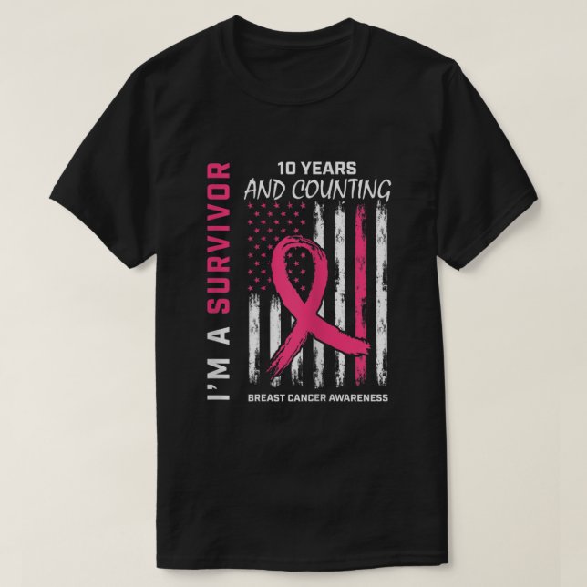 Camiseta Mujeres sobrevivientes de 10 años regalos de cánce (Diseño del anverso)