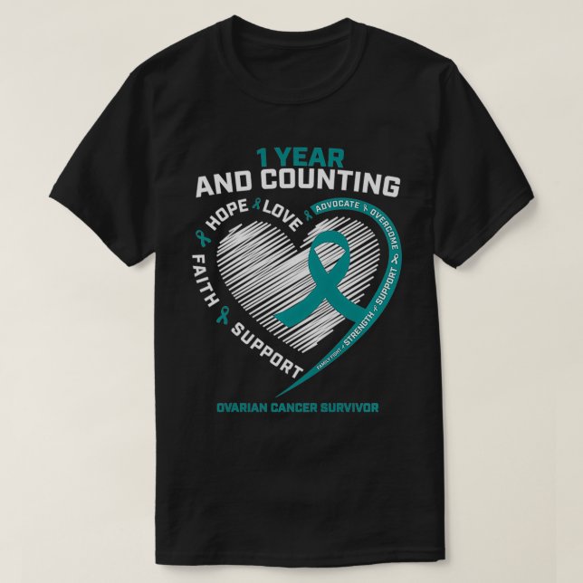 Camiseta Mujeres sobrevivientes de cáncer de ovario 1 año l (Diseño del anverso)