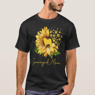 Camiseta Mujeres Sunflower Samoyed Mamá Perro