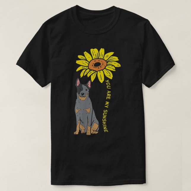 Camiseta Mujeres Sunflower Sunshine Heeler Animal Blue Red  (Diseño del anverso)