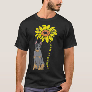 Camiseta Mujeres Sunflower Sunshine Heeler Animal Blue Red