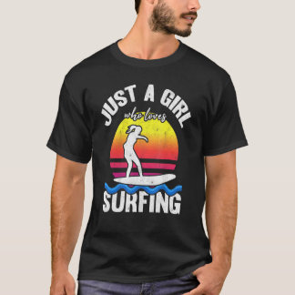 Camiseta Mujeres Surfistas Surfean Puesta de Sol Solo Una C